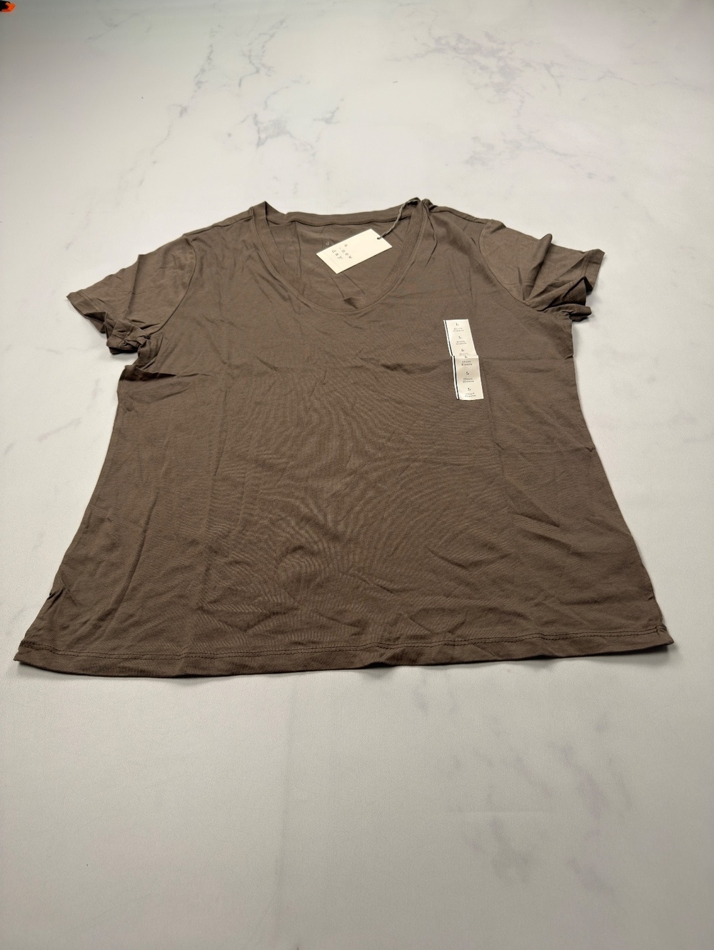 A New Day T-Shirt Brown V Neck Short Sleeve Relaxed Fit - Womens L NWT